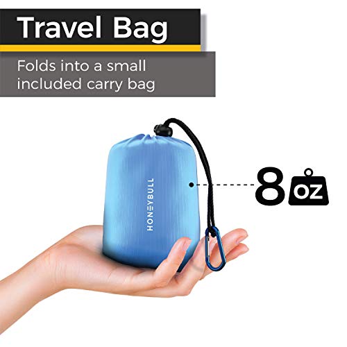 HoneyBull Outdoor Blanket/Beach Blanket [55x70] Pocket Sized Picnic Blanket with Travel Bag - Blue - Thumbnail 4