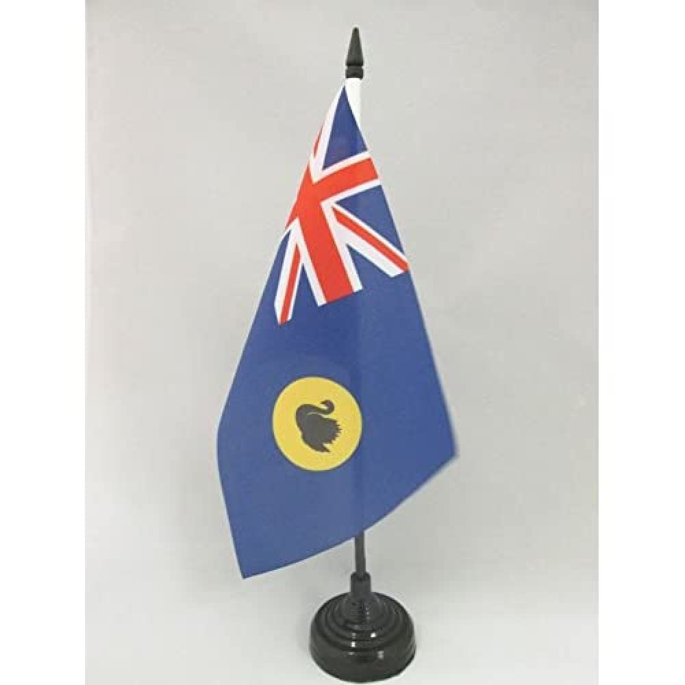 AZ FLAG Western Australia Table Flag 5'' x 8'' - Western Australian Office Decoration 100% Polyester 21 x 14 cm - Mini Desk Flag with Pole and Black Plastic Base