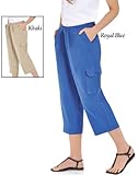 Women's Elastic Waist Cargo Pocket Capri Pant