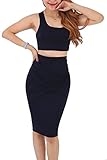YMING Womens Sexy Crop Top Skirt Two Piece Club Bandage Dress