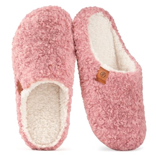 EverFoams Women's Fuzzy Slip-on Slippers Soft Comfy Memory Foam Indoor ...