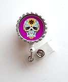 Skull Candy Purple - Nursing Badge Holder - Labor and Delivery Badge Reel - Nurse Name Badge -Teacher Badge