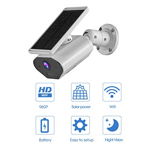 2019 New Outdoor Solar Powered Security Camera,CTVISON 2.4GHz WiFi Wireless Home Security Camera, Night Vision,Motion Detection,Rechargeable Battery, Two-Way Audio, IP66 Waterproof,Works with Alexa