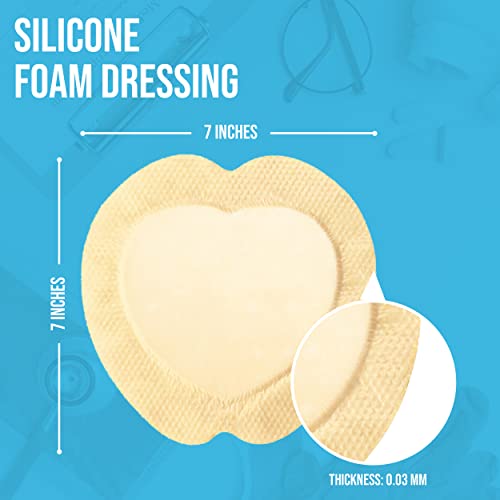 JJ CARE Silicone Foam Dressing [Pack of 10], 7x7 Sacrum Silicone Foam
