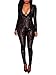 M.Brock Women Long Sleeve Bandage Bodycon Jumpsuit Tattoo Print Bodysuit (X-Large, S-Black)