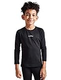 COOLOMG Boys Girls Thermal Long Sleeve Compression Shirts Fleece Lined Base Layer Tops Soccer Hockey Sport