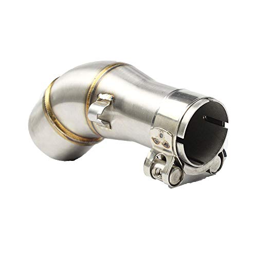 MGOD Motorcycle Middle Link Pipe, Stainless Steel Slip On Exhaust Middle Pipe for Yamaha R25 R3 MT03 2013-2018 Silver