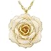 DEFAITH Real Rose Pendant Necklace 24K Gold Dipped, Best Gifts for her Wife Girlfriend Mother Women for Anniversary Valentine's Day Birthday Christmas Gift - Ivory, Classic Rose