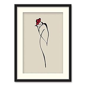 Black Framed Canvas Wall Art Line Drawing of Woman Home Artwork Decoration for Living Room, Bedroom - 23x31 inches