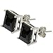 Black Cubic Zirconia Princess Cut Stud Earrings on 925 Sterling Silver Rhodium Plated Sizes 4mm-8mm