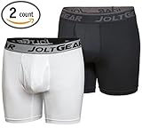 Men’s Performance Underwear Boxer Briefs, 6” Inseam, 2 Pack Includes Laundry Bag