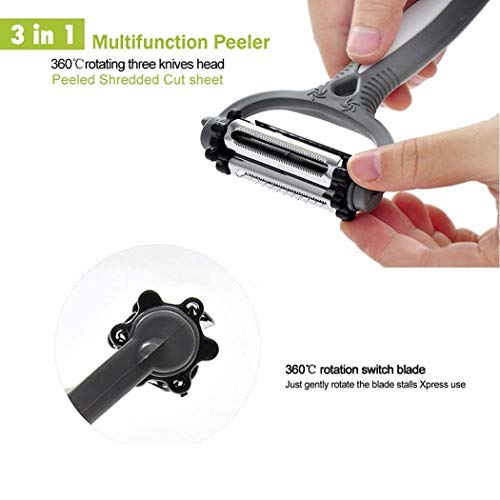 melysUS 3 in 1 Grater, Peeler, Slicer, Rotary Fruit Vegetable Carrot Potato Peeler Cutter Slicer(1PC, Color Random)