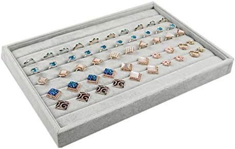 Watpot Velvet Stackable Jewelry Tray, Rings Showcase Display Holder - 7 Slots Storage Case