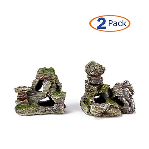 Tfwadmx Simulation Resin Mountain Aquarium Ornaments Decorations Large Fish Tank Rock Cave Ruins Plants Decor