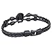 Coolla Men's Vintage Leather Wrap Wrist Band Skull Bracelet Sl3381 (Black)