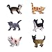 HunSon Mini Cat Figures (6 PCs), Mini Cat Toys Cupcake Toppers, Cat Cake Decoration Figures for Cat Theme Parties