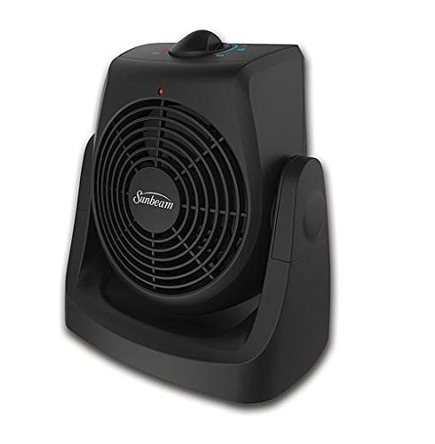 Sunbeam Compact Fan Forced Heater with Overheat Protection System And Adjustable Thermostat, Black