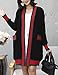 D.B.M Women's Casual Loose Contrast Stripe Long Sleeve Pocket Knit Cardigan (One Size, Black)