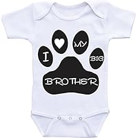 Promini Funny Baby Onesie My Brother is A Dog Baby Bodysuit Cute Infant One-Piece Bodysuit Best Gift for Baby White