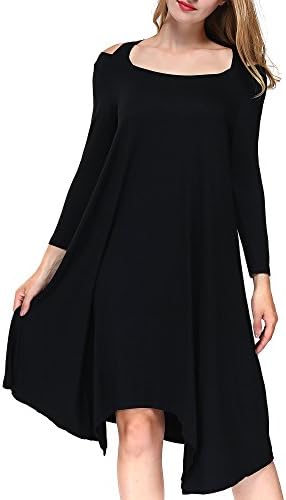 DKBAYA Women's Cutout Half Sleeve Casual Loose High Low Knee Length Dress