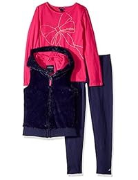 Nautica Chaleco suéter de lúrex para niñas pequeñas, top de punto y jegging