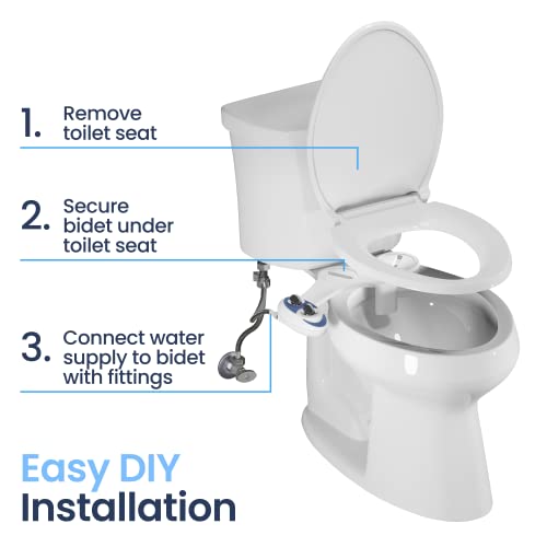 LUXE Bidet NEO 110 - Fresh Water Non-Electric Bidet Attachment for Toilet Seat, Adjustable Water Pressure, Rear Wash (Blue)