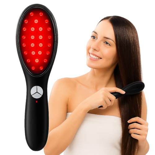 Escova Elétrica Massageadora Capilar com Luz LED – Estimula Crescimento, Reduz Queda e Frizz – Relaxamento e Brilho para Todos os Tipos de Cabelo