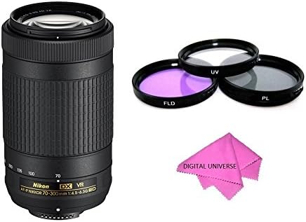 Nikon AF-P DX NIKKOR 70-300mm f/4.5-6.3G ED VR + Multi-Coated 3 Piece Filter Kit + Deluxe Premium Cleaning Cloth