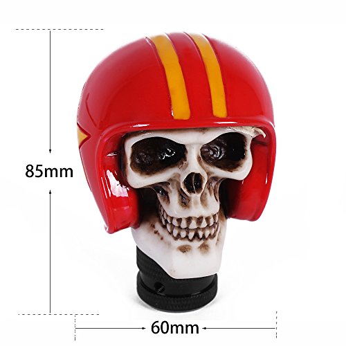 FabSelection Skull Stick Gear Shifter Knob With Red Hat Universal Fit For Car Truck Shift Knob Handle