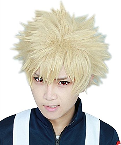 Anime Cosplay Wig Short Blonde Hair Synthetic Wigs with free Cap