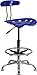 Flash Furniture Bradley Vibrant Nautical Blue and Chrome Drafting Stool with Tractor Seat
