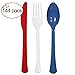 Tiger Chef Red White Blue American Flatware Party Supplies, Heavyweight Colored Plastic Silverware Includes 48 Forks, 48 Teaspoons, and 48 Knives (July 4th, 144)