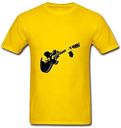 Jiamens Men's Acoustic Guitar Logo Design Cotton Short Sleeve T Shirt