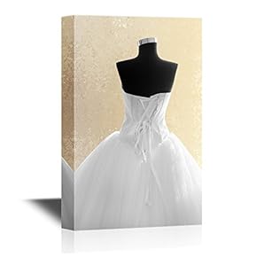 White Wedding Dress on Vintage Background