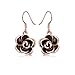 MXYZB Rose Gold Plated Black Rose Flower Hook Earrings Jewelry for Women Girls Hypoallergenic