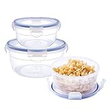 [3-Pack] Plastic Meal Prep Food Storage Containers (10.1+20.3+35.5oz), Round Mixing and Prep Bowls, BPA Free Airtight Snap Locking Lid, Freezer Microwave Safe