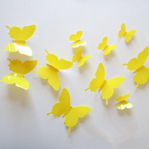 Mariposa in Gossip Girl 12pcs/pack Yellow PVC 3D Decorative Butterflies Removable Wall Art Sticker For Home Decor And Wedding Party Decoration