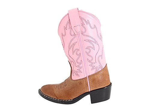 Girls Leather Cowboy Boots in Pink & Brown 11 M US Little Kid