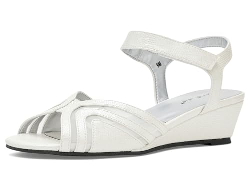 David Tate Women's Admire White Lizard Print 9 Wide at Amazon