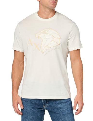 Armani Exchange Men's Regular Fit Cotton Embroidered Armani Eagle Tee, Off Whit…