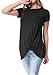 levaca Womens Summer Casual Loose Tops O Neck Twist Front T Shirts Black L