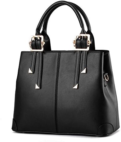 Desklets Womens Fashionable PU Leather Vintage Beauty Tote Bags Stachel(Black)