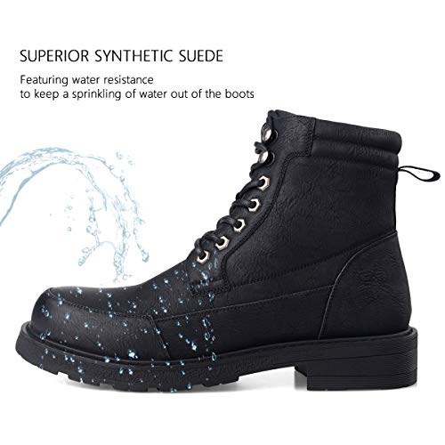 GM GOLAIMAN Men's Combat Boots Winter Work-Lace Up Zip Apron Toe Ankle High Boot for Hiking Motorcycle Riding Military Tactical Black 12 - Thumbnail 2