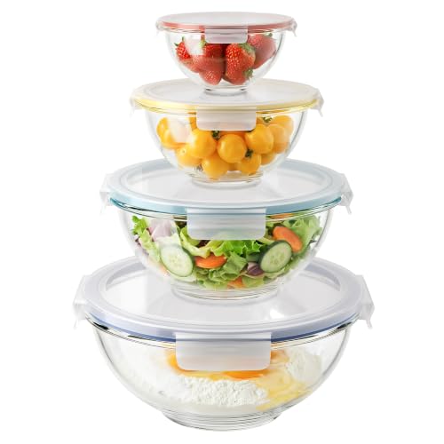 GENICOOK 4Set Nesting Glass Mixing Bowl Set