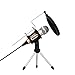 Professional Condenser Microphone, Plug &Play Home Studio microphones for Iphone Android Recording, PC, Computer, Podcasting, Mini Desktop MIC Stand dual-layer acoustic filter (M3-gold)