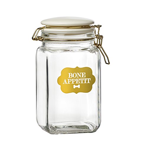 Amici Pet A7CA110R Sunrise Bone Apetit Glass Storage Canister, Clear