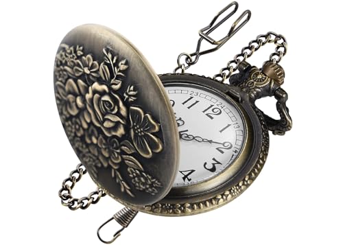 Realpoo Animal Patch Pocket Watch, Carved Animal Design Patch Pocket Watch for Men, Men's Pocket Watch with Waist Chain