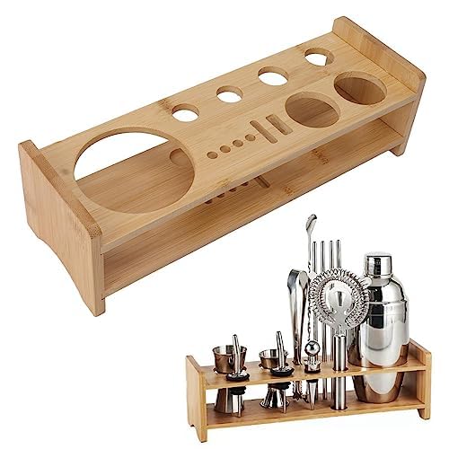 Bartender Kit Stand Stylish Wood Bartender Stand Large Capacity Space Saving Cocktail Shaker Set Essential Bar Tool Set Cocktail Making Barware Tool