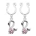 Pierced Owl CZ Crystal Dangling Swan Clip on Non-Pierce Fake Nipple Rings, Sold as a Pair (Pink)