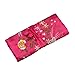 Wei Long Jewelry Roll,Travel Jewelry Roll Bag,Silk Embroidery Brocade Jewelry Organizer Case with Tie Close (Blossom,Hot Pink)